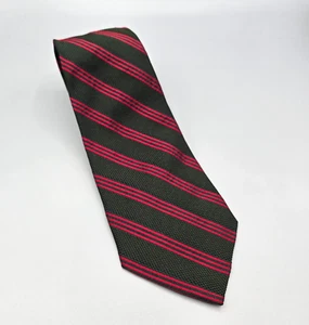 Barneys New York Neck Tie Green Red Stripe Silk Italy Length 57" Width 3.75" - Picture 1 of 9