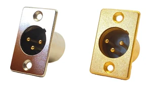 2x XLR Einbaustecker 3 polig Oberfläche nach Auswahl Kontakte vergoldet männlich - Picture 1 of 2