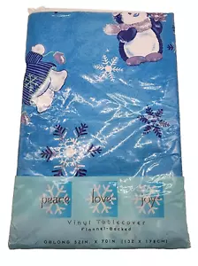52"x70" K-Mart Peace Love Joy Vinyl Tablecover Flannel-Backed Oblong Rectangle - Picture 1 of 6