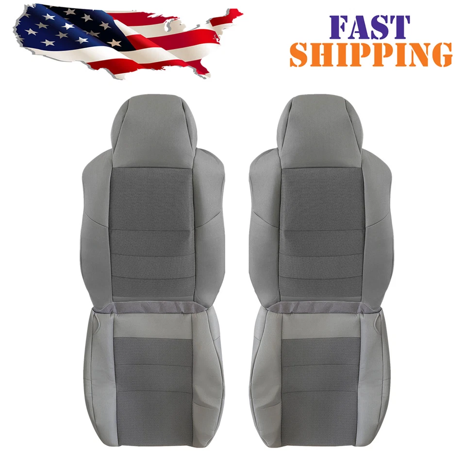 For 2003-2007 Ford F250 F350 Super Duty Driver & Passenger Cloth Seat Cover Gray - Image 1 of 4