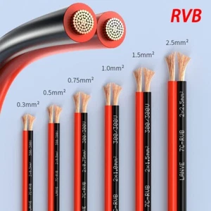 RVB 2 Kern Rot/Schwarz Zwillingslitze Kabel 0,3-1,5 mm² Home Lautsprecherkabel - Picture 1 of 5