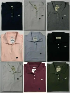 HOLLISTER HCO WOMENS SOLID STRETCH 3-BUTTON POLO SHIRT WITH LOGO XS S M L XL NEW - Picture 1 of 22