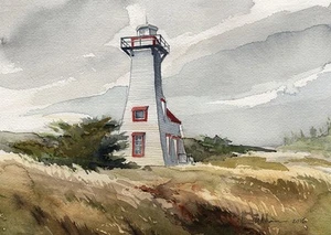 New London Lighthouse, Prince Edward Island Canada. James Mann Watercolor Prints - Picture 1 of 2