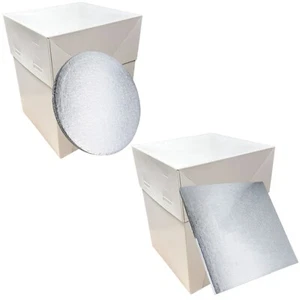 12" x 12" Tall White Cake Box, Adjustable Height & Silver Cake Drum Combo Set - Picture 1 of 8