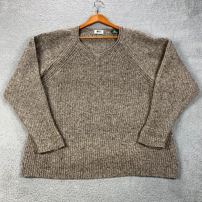 Suéter De Colección REI Para Mujer XXL Marrón Trapo Lana Tejido Cuello en V Grunge Cuadrado Suelto Y2K Foto 1 de 4