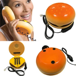 Novelty Hamburger Cheeseburger Home Desktop Corded Phone Burger Telephone Gift - Picture 1 of 6