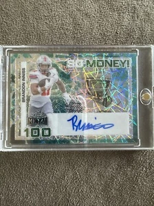 2024 Leaf Metal Brandon Inniss So Money Green Lazer RC Auto #1/1 - Picture 1 of 4