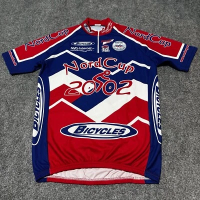 Nord Cup 2002 Shirt Adult 5 Red Blue Quarter Zip Cycling Jersey Marathon Italy - Image 1 of 4