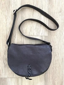 Lucky Brand Leather Crossbody Saddle Flap Bag, Dark Brown, Boho, Western, EUC! - Picture 1 of 14