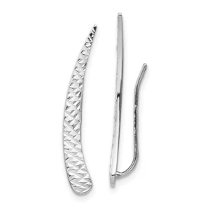 14k White Gold Polished and Textured Ear Climber Earrings 1.43gm L-28mm, W-3.7mm - Picture 1 of 4