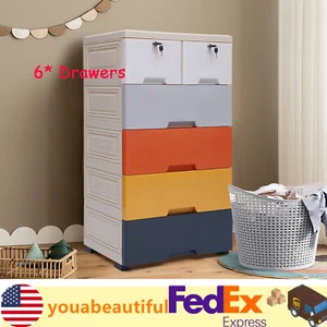 Lockable Dresser Organizer Multi Color Storage Cabinet With 6 Chest Drawers - Imagen 1 de 12