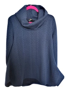 Ladies Suzanne Betro cowl neck thumb hole Tunic Top Navy Blue sz L - Picture 1 of 7