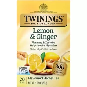 Twinings Lemon & Ginger Herbal Tea - 20 tea bags (Pack of 4) - Picture 1 of 5