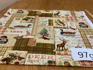 David Textiles NORTH MEMORIES DEER GOOSE OWLS TREES CABIN 1 YD + 33" - Picture 1 of 3