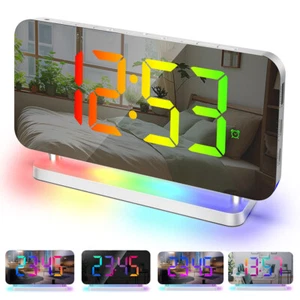 Digital LED Alarm Clock RGB Large Display Desk Clock Dynamic Atmosphere Light - Picture 1 of 22