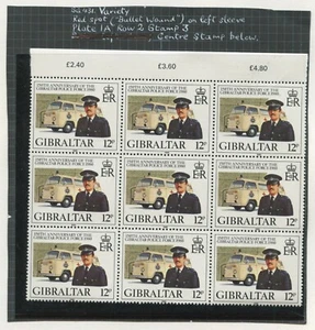 Gibraltar SG431var 1984 Police Force Anniversary -Red Spot on Left Sleeve U/M - Picture 1 of 1