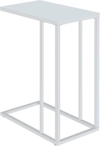 Glass Top Snack Table Chrome and White, 10" D X 18" W X 24" H (900250) - Picture 1 of 10