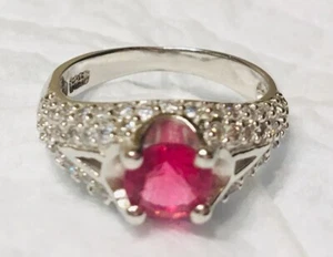 Adorabile topazio bianco scintillante e zaffiro rosa vintage argento sterling taglia 8,5 - Foto 1 di 9