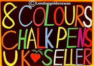 8 Colours Premium Liquid Chalk Marker Pen Blackboard Whiteboad Window Glass Sign - Picture 1 of 10