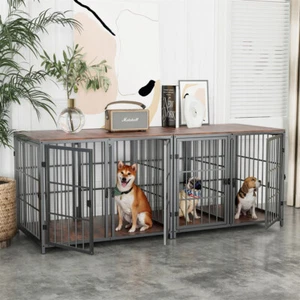 XXL Large Wood Dog Crate End Table Elevated Pet Dog Cage Kennel Lattice Playpen - Picture 1 of 16