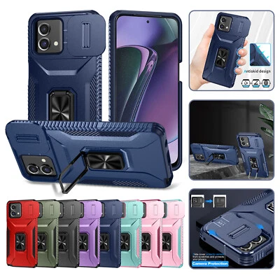 For Motorola Moto G Power/Stylus 5G 2023 Sliding Camera Cover Ring Bracket Case