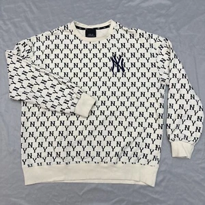 New York Yankees MLB Diamond All Over Print Crew Neck Ivory Blue Size Large - Picture 1 of 12