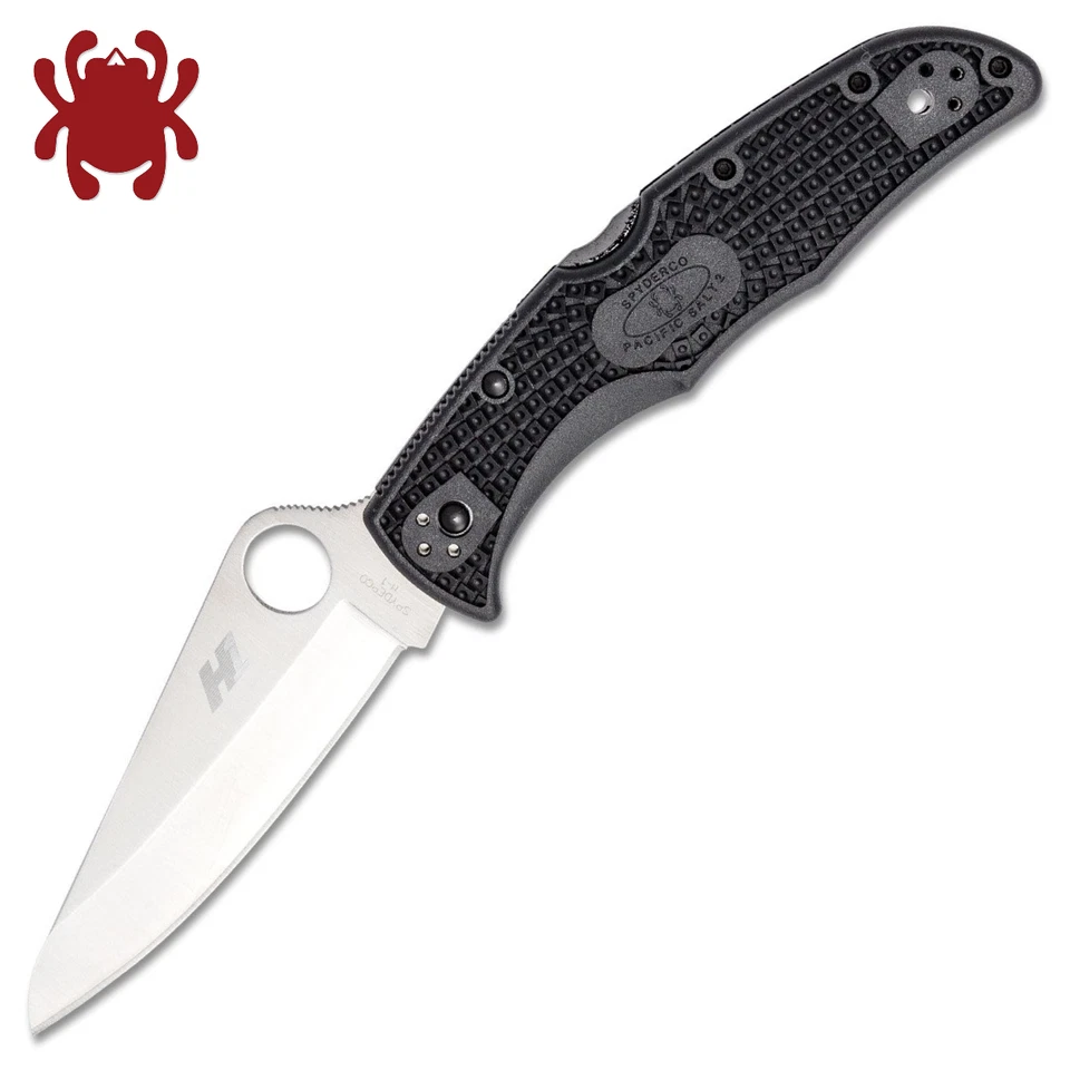 Spyderco Pacific Salt 2 H1 Satin Plain Blade Black FRN Handles C91PBK2