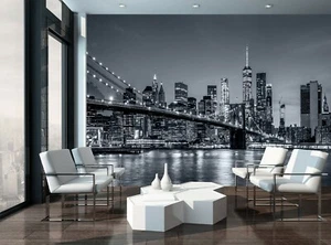 New York City at Night Wall Mural Photo Wallpaper Giant Paper Poster Wall Decor - Imagen 1 de 6