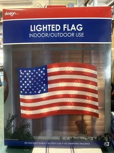 Lighted American Flag Patriotic Shimmer Window Decoration USA Indoor Outdoor - Picture 1 of 5