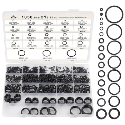 1050PCS O-Ring Assortment Kit | 21 Metric Sizes for Car Repair, Faucet, Air, Gas - Image 1 of 4