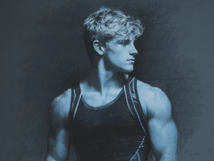 "Hübscher Wrestler". Zeichnung von Igor Zeiger. Vom Künstler nummeriert und signiert - Bild 1 von 1