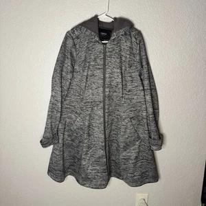 Torrid grau Space-Dye Hacci Kapuze Fit & Flare Mantel Größe 2X durchgehender Reißverschluss klassisch - Bild 1 von 10