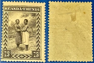 Ruanda-Urundi 1931 0.75F Native Greeting Sc-44 Olive Black MH OG #W7 - Bild 1 von 1