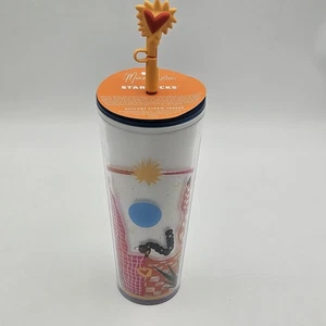 Starbucks autunno 2023 24 oz venti bicchiere sole cuore topper Manuela Guillen ciao hola - Foto 1 di 11