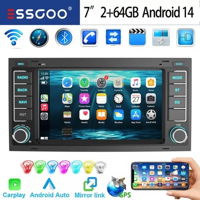 CarPlay 2+64G Android 14 Autoradio GPS FM Für Volkswagen Transporter T5 Multivan - Bild 1 von 4