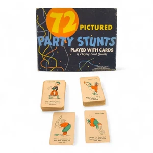 Vtg Whitman's 72 Pictures Party Stunts Card Game Rare 1935 Babe Ruth Ty Cobb - Picture 1 of 15
