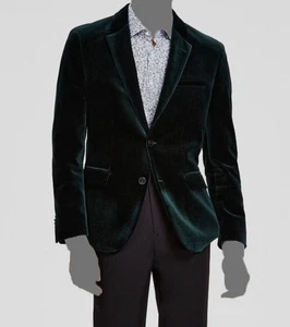 Hugo Boss Men's Green Modern-Fit Velvet Suit Jacket Size 40S - Picture 1 of 3