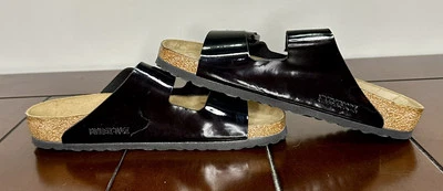 Nueva sandalia Birkenstock Arizona charol negro 2 correas talla 41 Foto 1 de 3
