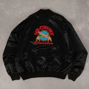 Vintage 90s Reversible Ho-Chunk Casino Jacket XL Men's Black Embroidered - Picture 1 of 8