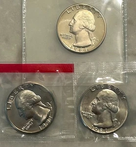 1981 P D S Washington Quarter - Proof & BU 3 Coin Lot - Mint Cello - Picture 1 of 5