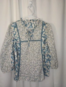 Solitaire Floral Peasant Top Large Embroidered Cottage Bloomcore Prairie - Picture 1 of 10