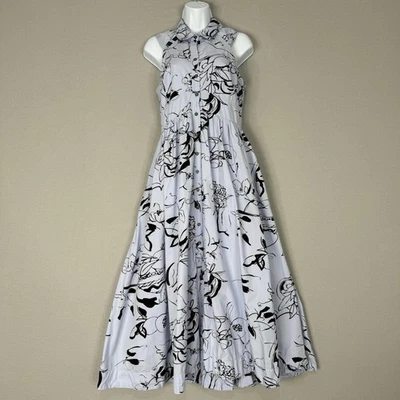 Maeve Anthropologie Collared Shirt Dress Womens 4 Blue Maxi Fruit Cottagecore - Image 1 of 4