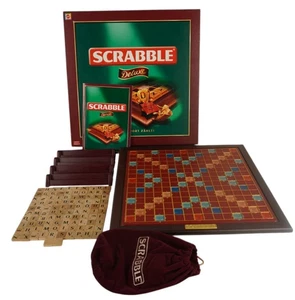 Scrabble Deluxe Mattel Spieleklassiker Holzbrett komplett gebraucht I TOP - Bild 1 von 7