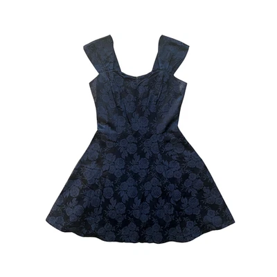 Винтажный Roberta черный цветочный жаккардовое платье готический романтический женский рокабилли вечеринки - Изображение 1 из 4