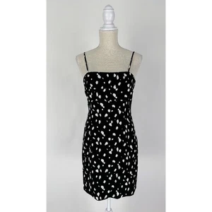 Mini Vestido Bardot Para Mujer Gráfico Punto Correas de Espagueti Sin Mangas Talla 4 Negro - Imagen 1 de 12