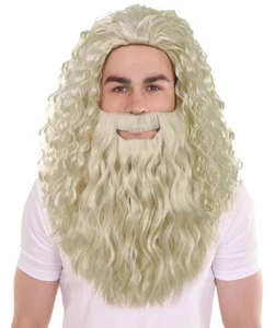 Santa Claus Grey Wig and Beard Set Christmas | Premium Breathable Capless Cap - Foto 1 di 22