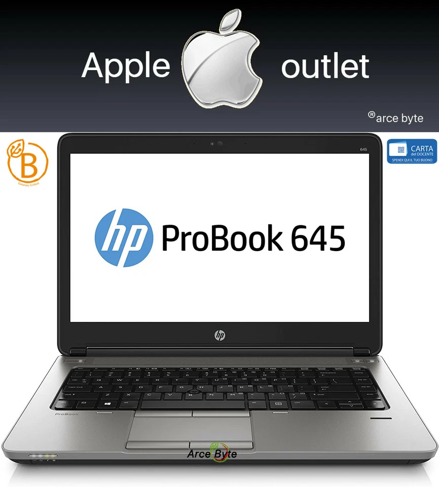NOTEBOOK HP PROBOOK 645 G2 14" PC PORTATILE AMD PRO A8 SSD128GB RAM8GB GRADO B 4 - Immagine 1 di 4