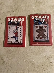 stars Crosstitch Christmas pattern lot of 2 - Picture 1 of 5
