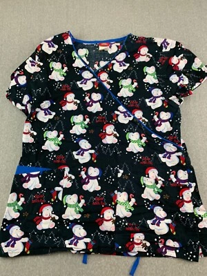 Lindo Top Médico Dickies para Mujer Talla Pequeña 100% Algodón Negro Invierno Osos Polares Foto 1 de 4
