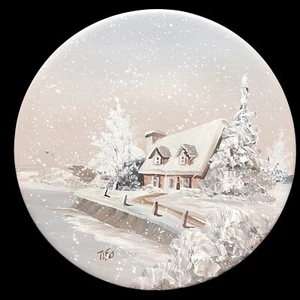 Vintage 1980s Tifo Hand Painted Quebec Folk Art Decorative Plate Francine Fugere - Bild 1 von 9